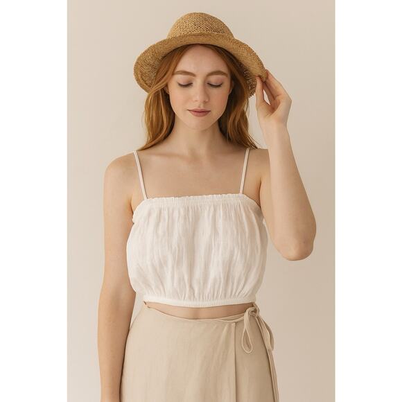 Aerie Womens Crop Top Medium White Boho Cottagecore Coquette Festival Dainty - Picture 1 of 5